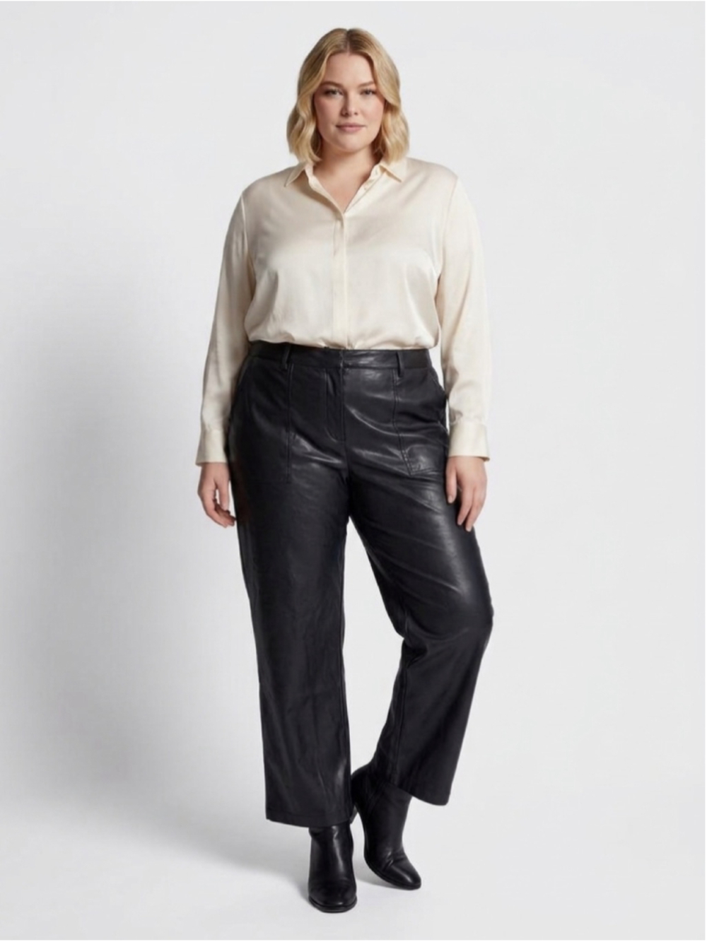 Women's Eloquii Faux Leather Trousers Black Size 20